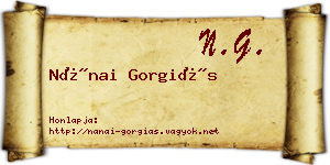 Nánai Gorgiás névjegykártya